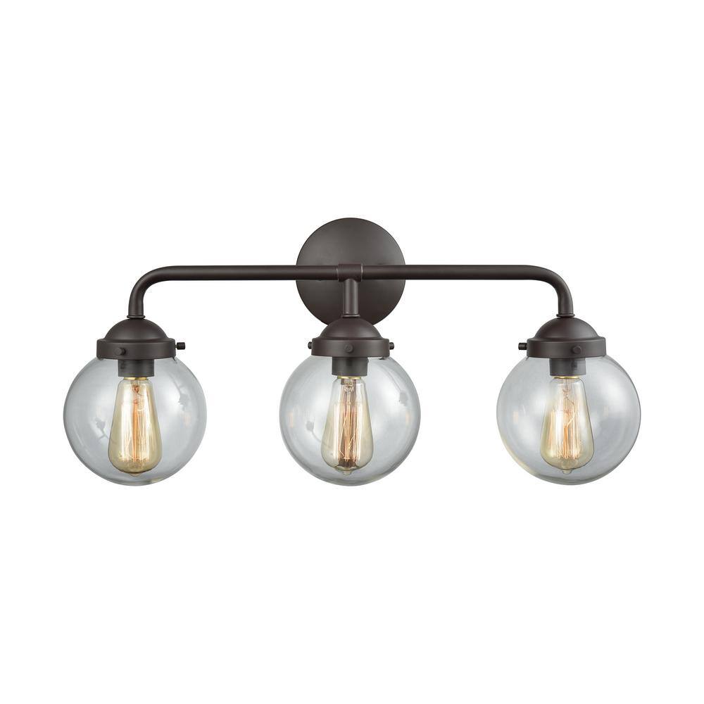 Thomas Lighting Beckett 3-Light Oil Rubbed Bronze and Clear Glass Bath Light