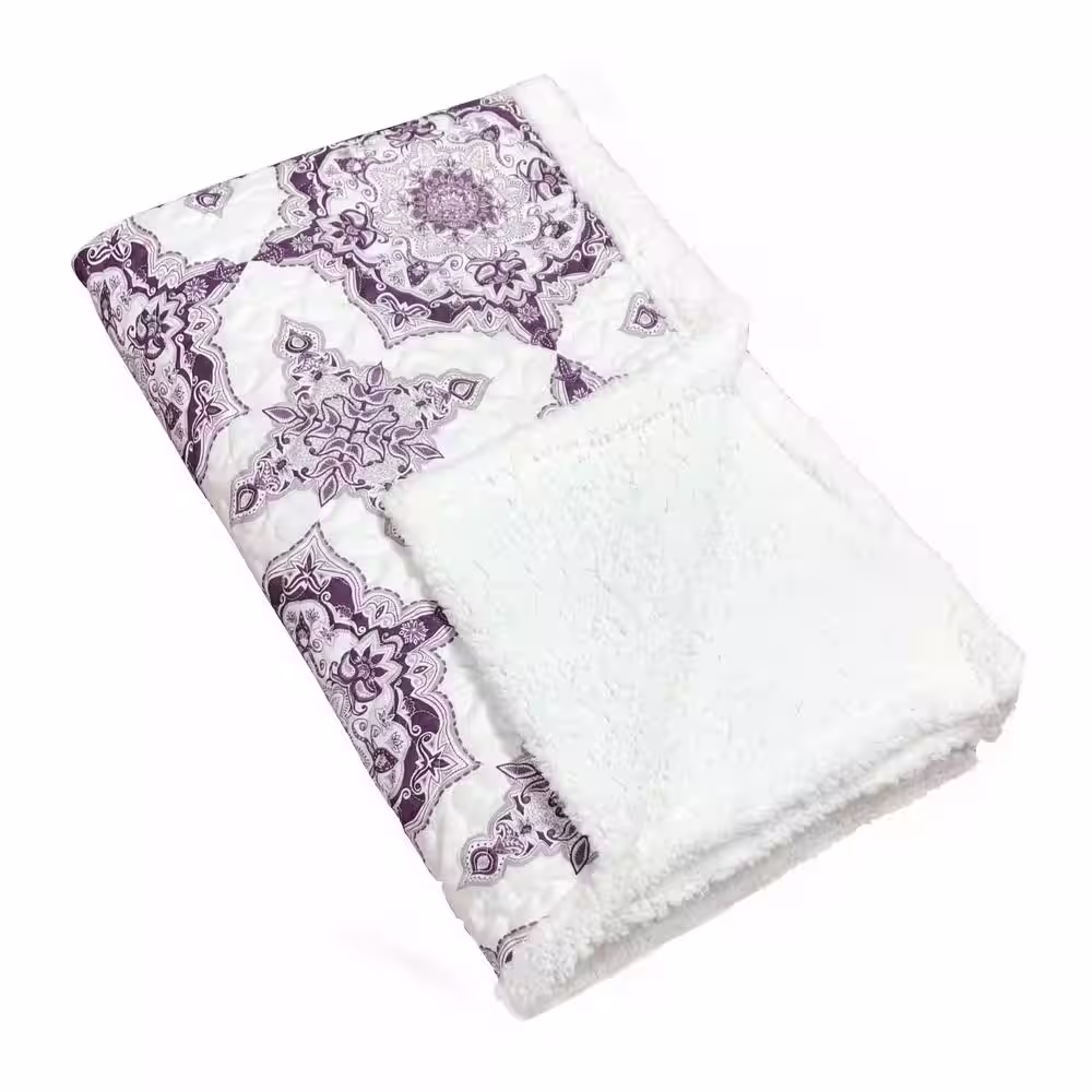 Harper Lane Dustin Purple Sherpa Throw Blanket 50 x 60 inches