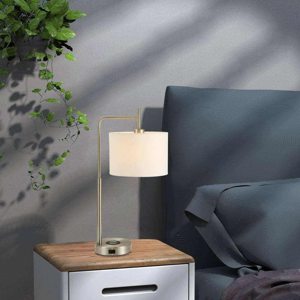 Cedar Hill 25 in. Touch Indoor Table Lamp with Wireless Charger and USB Ports