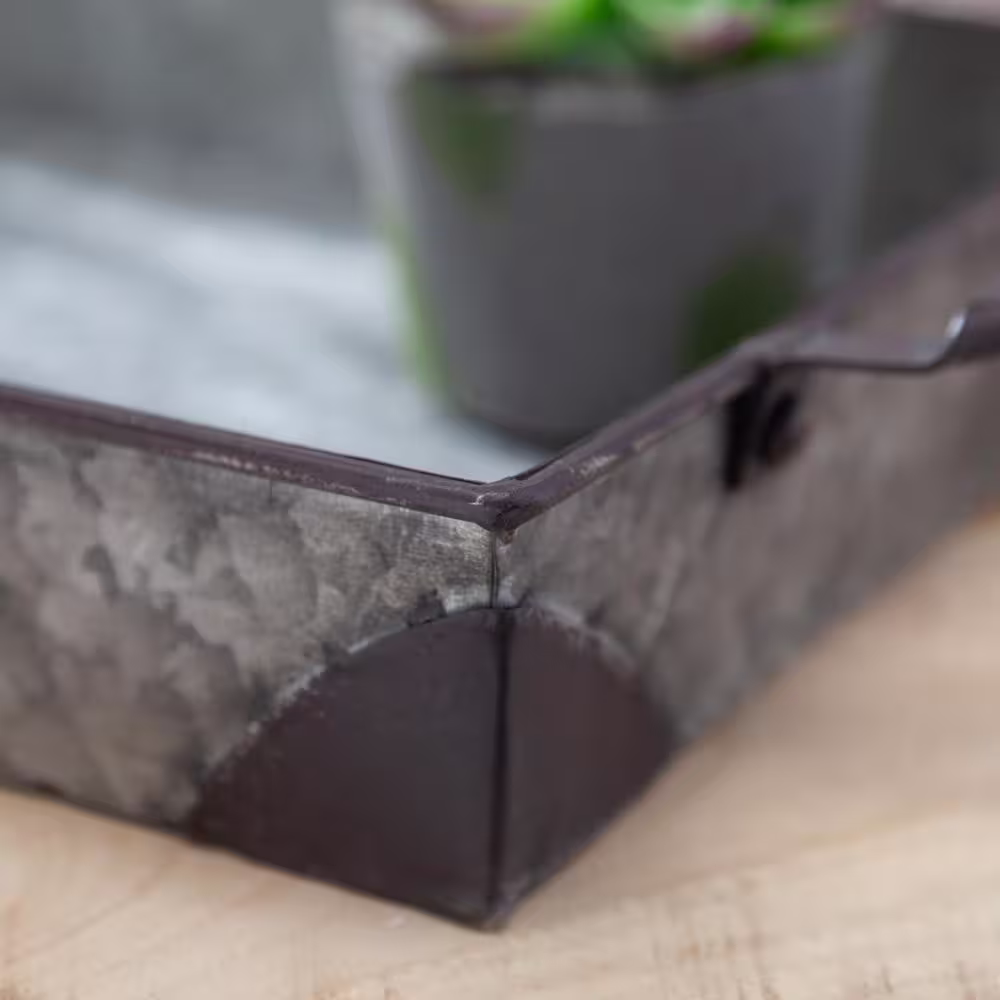 GERSON INTERNATIONAL Antique Gray Metal Trays (Set of 3)