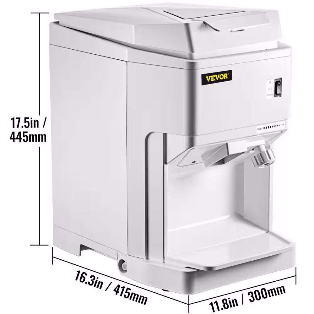 VEVOR 80 oz. Ice Shaver Machine White Shaved Ice Maker 265 lbs./H Commercial Snow Cone Machine 250W