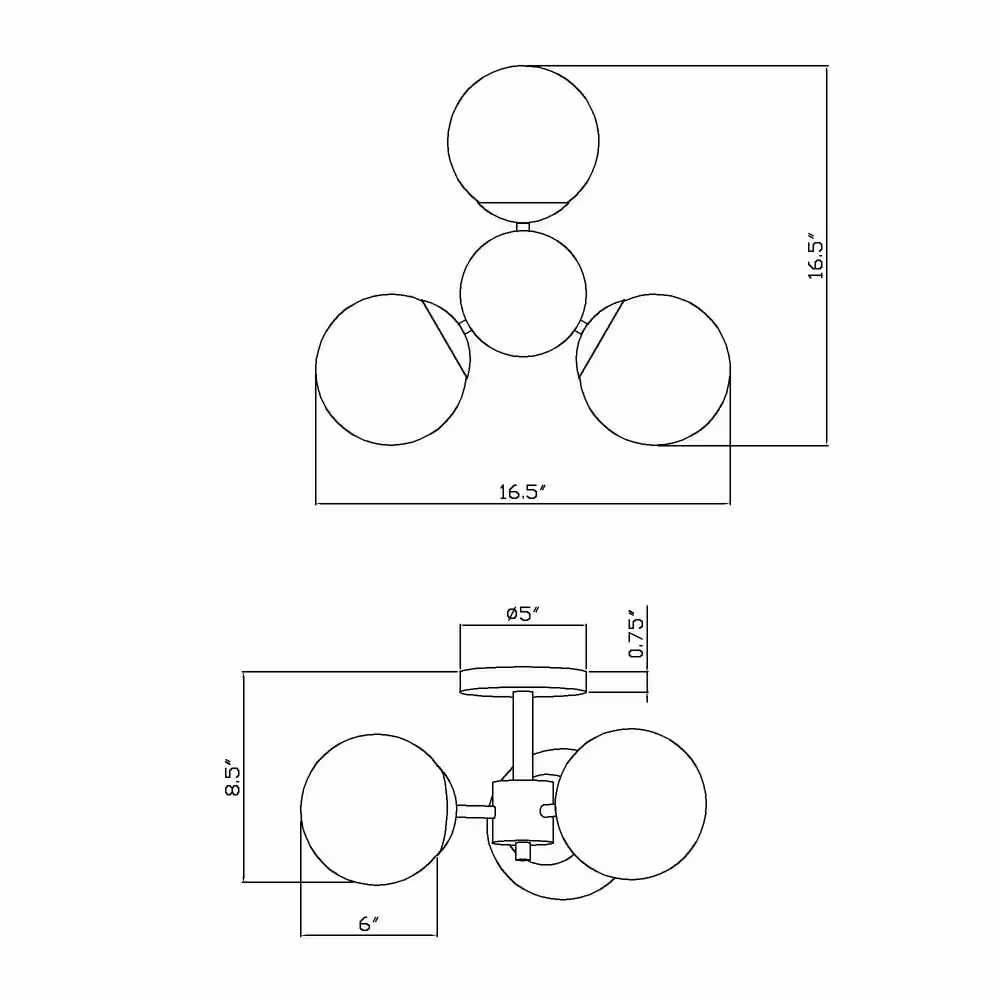 None Farrell 18 in. 3-Light Soft Gold Semi Flush Mount with Satin Opal Glass