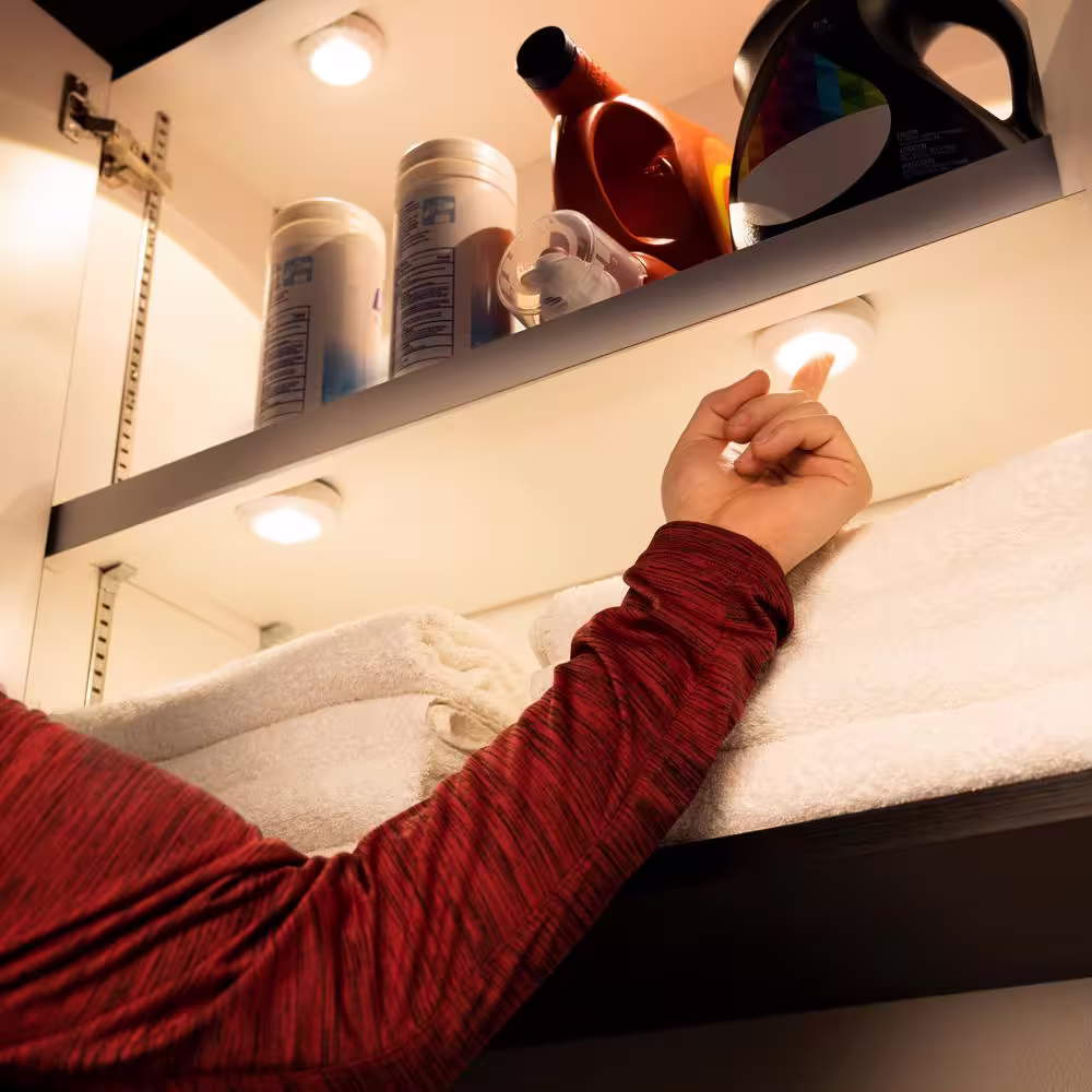 Energizer Battery Operated LED Under Cabinet Puck Lights with Remote (6-Pack)