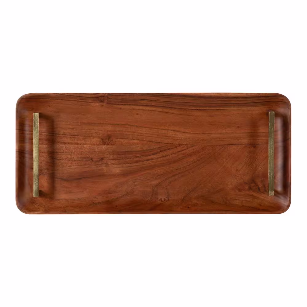 Kate and Laurel Cantwell Walnut Brown Decorative Tray