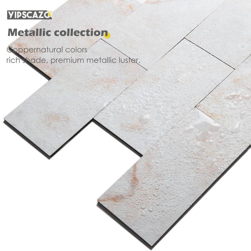 None 3 in. x 6 in. Peel and Stick Backsplash 3D PVC Sticker Wallpaper Smart Tile in Beige Yellow (32-Sheets/4 sq. ft.)