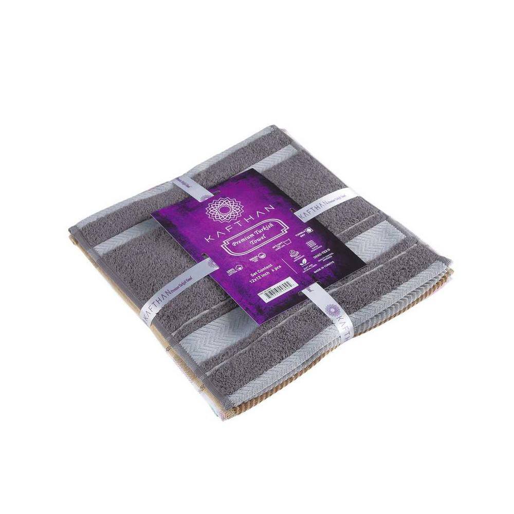Kafthan KAFTHAN Textile Multicolor Fishbone Turkish Cotton Washcloths (Set of 6)