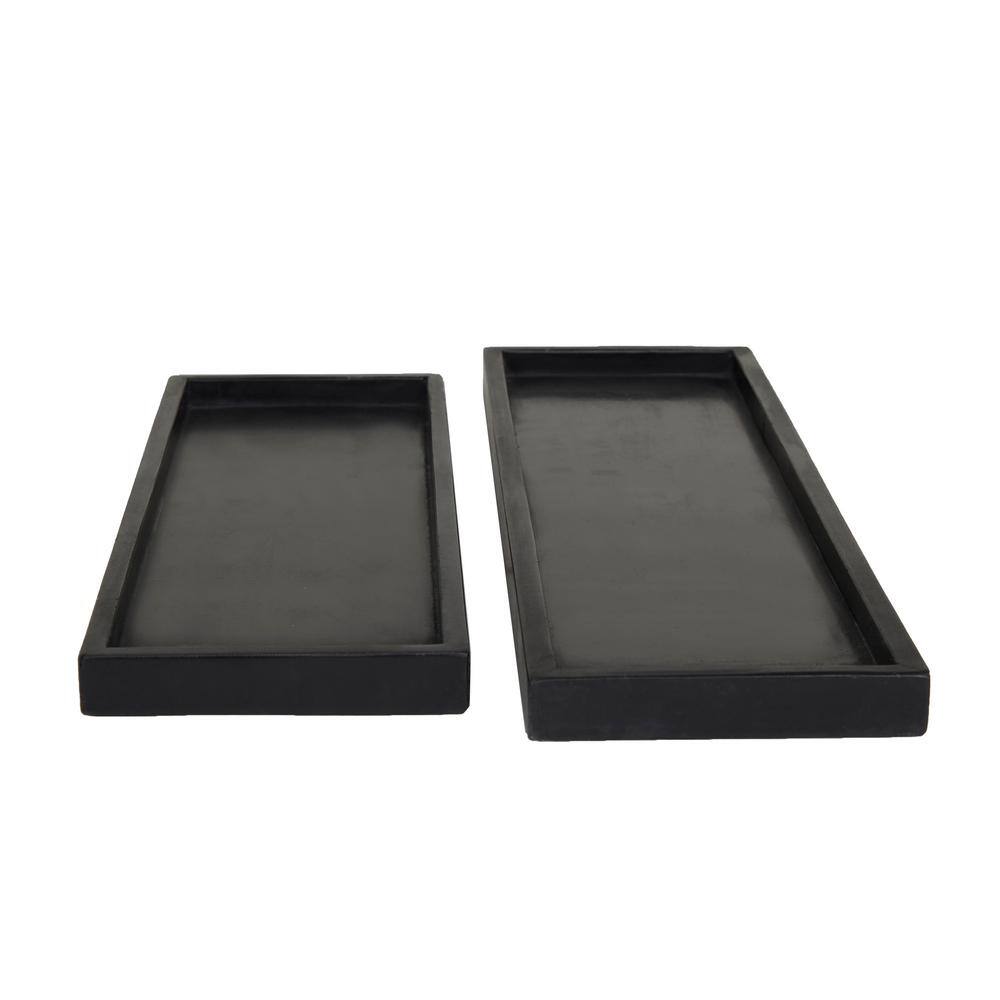 CosmoLiving by Cosmopolitan Black Marble Decorative Tray with Raised Border (Set of 2)