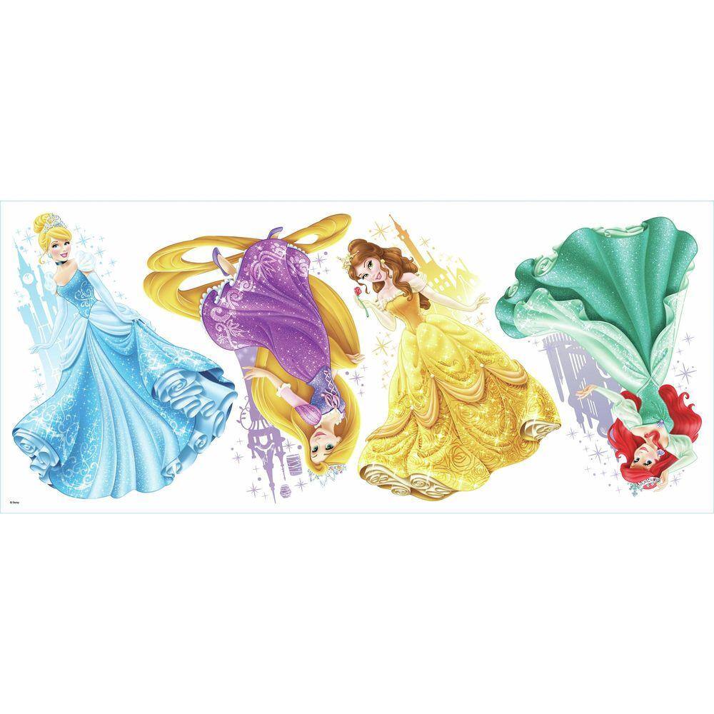 RoomMates 2.5 in. x 21 in. Disney Princesses and Castles Peel and Stick Giant Wall Decal (4-Piece)