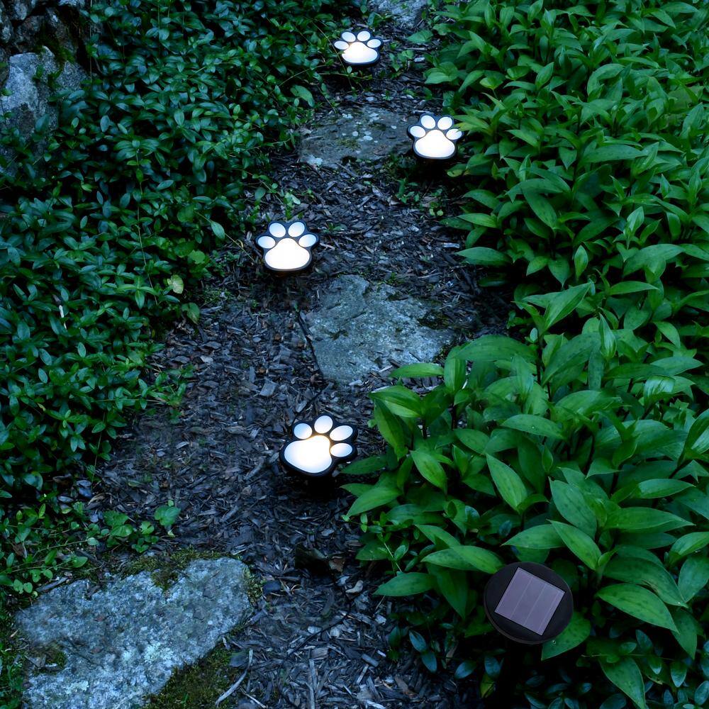 LUMABASE Solar Powered Paw Print Pathway Lights (4 lights)