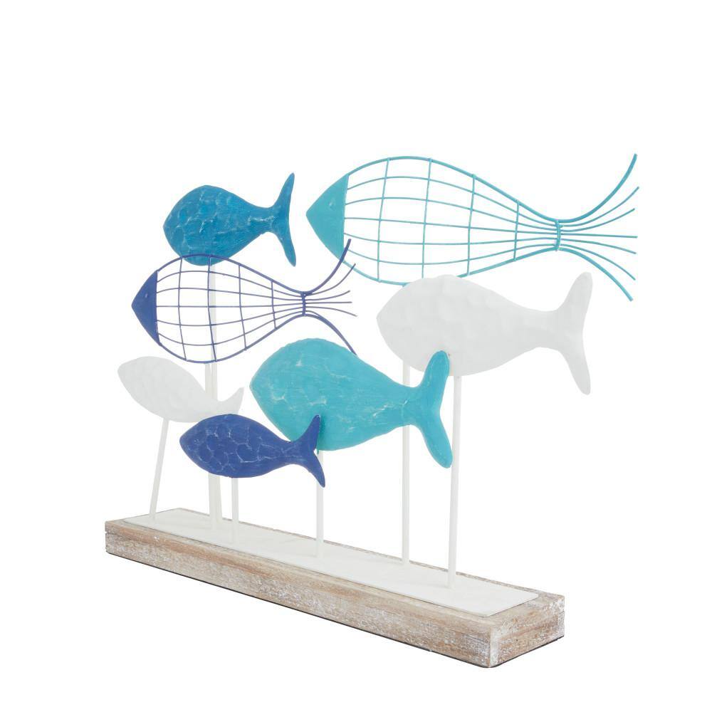 Litton Lane Blue Metal Fish Sculpture