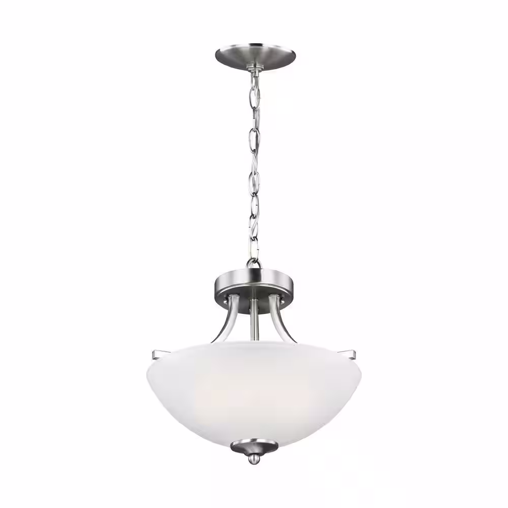 Generation Lighting Geary 2-Light Brushed Nickel Semi-Flush Mount Convertible Pendant
