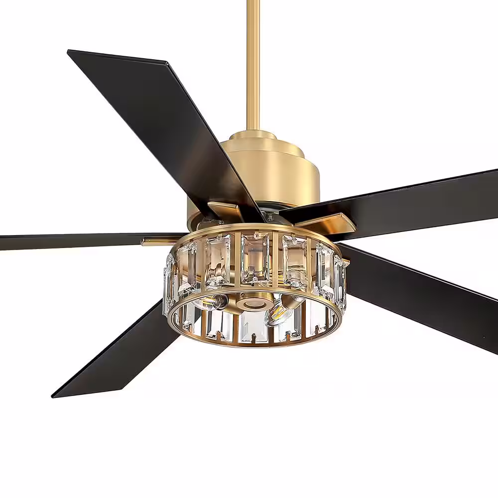 Breezary Marilyn 60 in. Indoor Gold Ceiling Fans with Light Kit and Remote Control