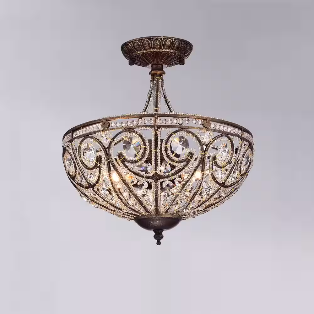 WAREHOUSE OF TIFFANY Drake Modern Roman 3-Light Antique Bronze Indoor Chandelier with Shade