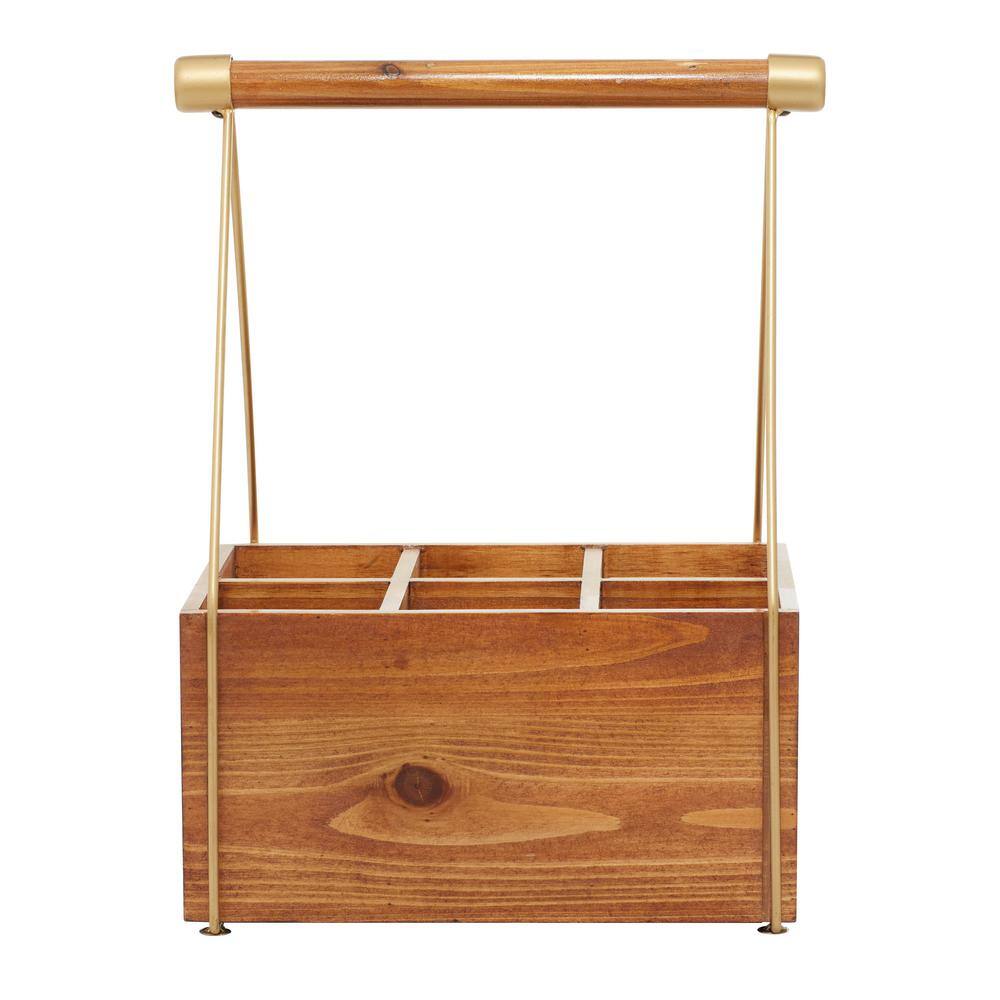 Litton Lane 6 Bottle Brown Modern Farmhouse Style Wood Kitchen Storage