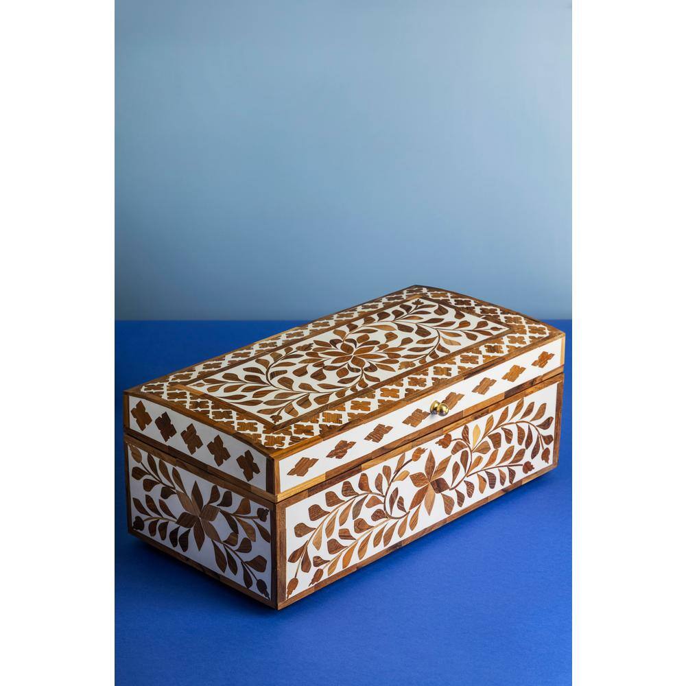 GAURI KOHLI Jodhpur Wood Inlay Decorative Box 16 in.