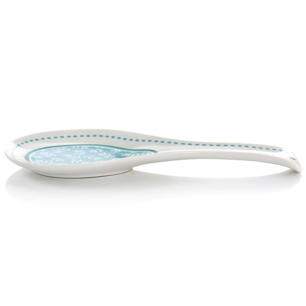 GIBSON HOME Village Vines Fine Ceramic Spoon Rest in Blue