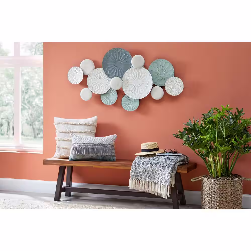 Home Decorators Collection Metal Layered Plates Dimensional Wall Art (53 in. W x 25 in. H)