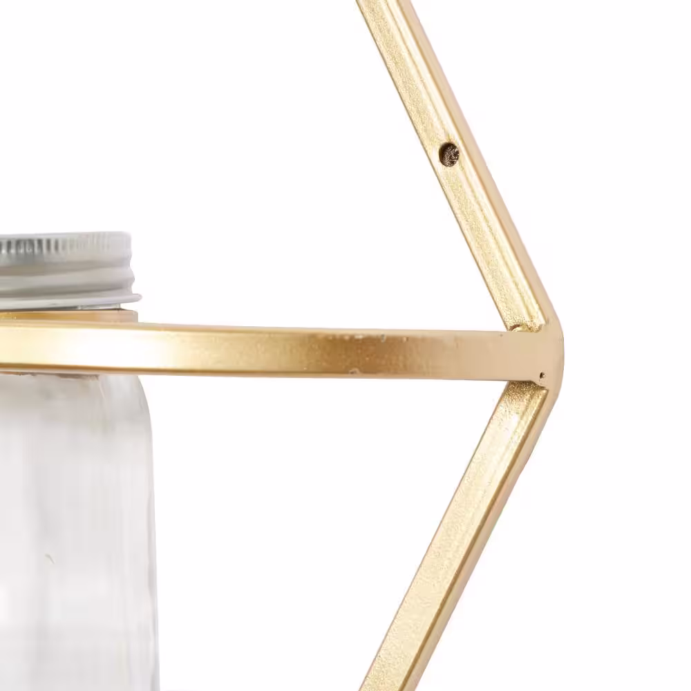 CosmoLiving by Cosmopolitan Metal Gold Geometric Wall Decor with Glass Holder (Set of 3)