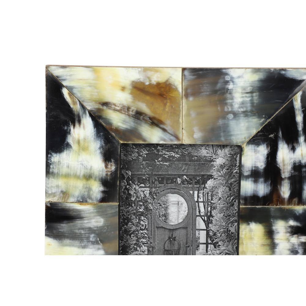 Litton Lane 4 in. x 6 in. Rectangular Black, White, and Gold Natural Horn Picture Frame