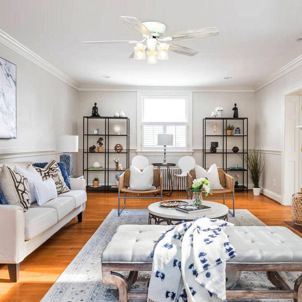 matrix decor 52 in. Indoor White Flushed Mounted Ceiling Fan with Light and Remote Control