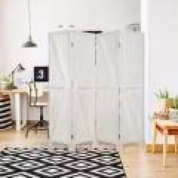 Boyel Living 5.5 ft. White 4-Panel Lightweight Folding Paulownia Wood Room Divider