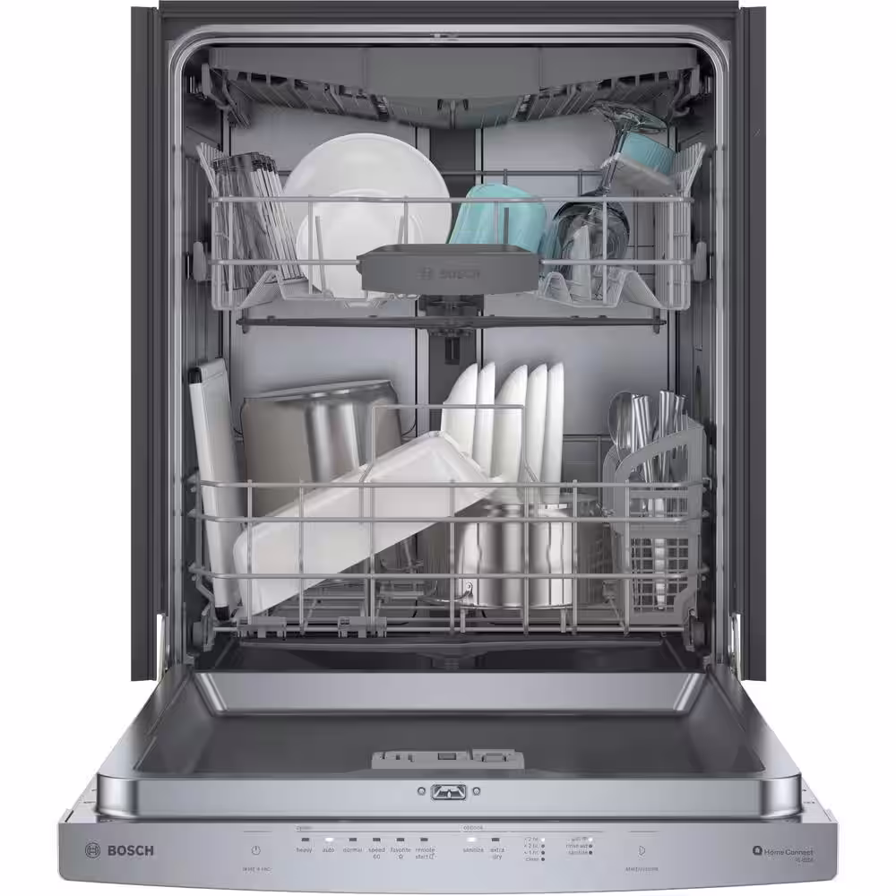 Bosch 300 Series 24 in. Stainless Steel Top Control Tall Tub Scoop Handle Dishwasher w/ Stainless Steel Tub, 3rd Rack, 46 dBA