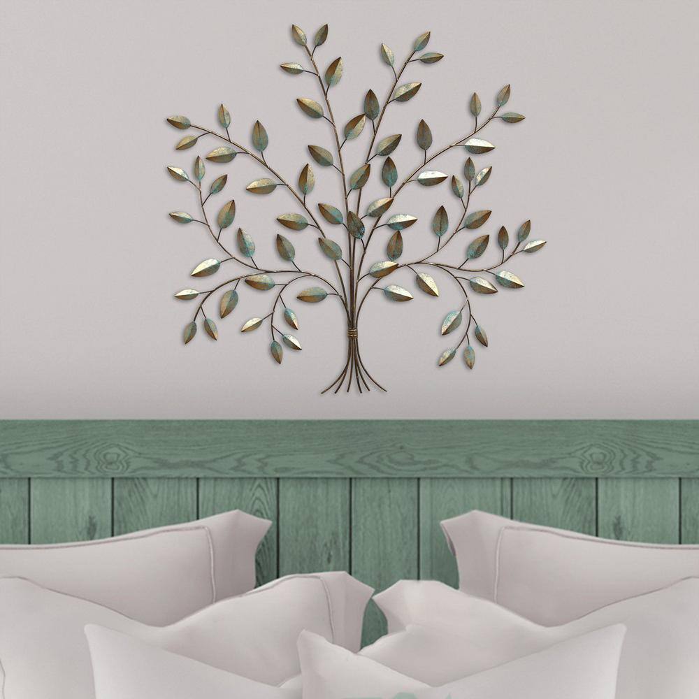 HomeRoots 24 in. Charlie Metal Blue Green Wall Decor