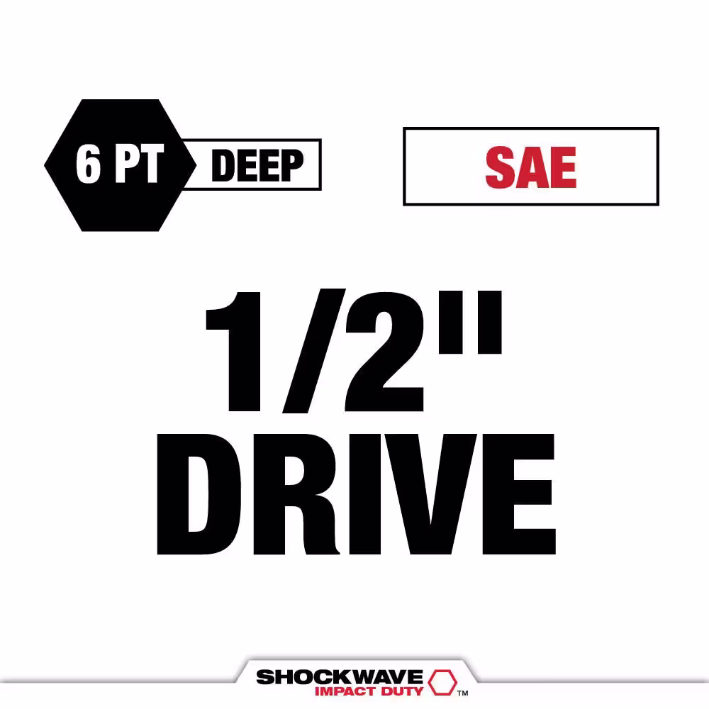 Milwaukee SHOCKWAVE 1/2 in. Drive 9/16 in. Deep 6 Point Impact Socket (1-Pack)