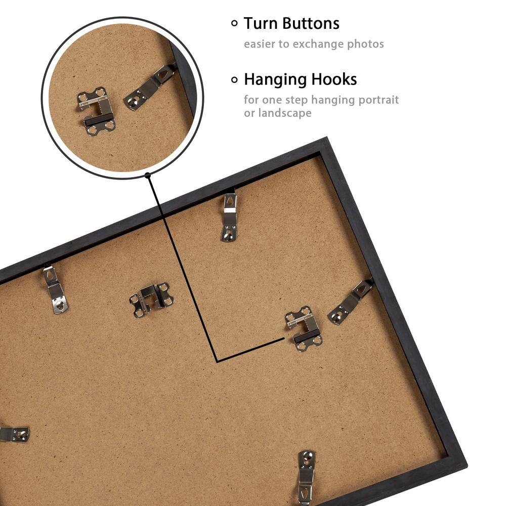 None 12x16 Charcoal Grey Picture Frame 3 Pack, Poster Frames with Detachable Mat for 11x14 Prints