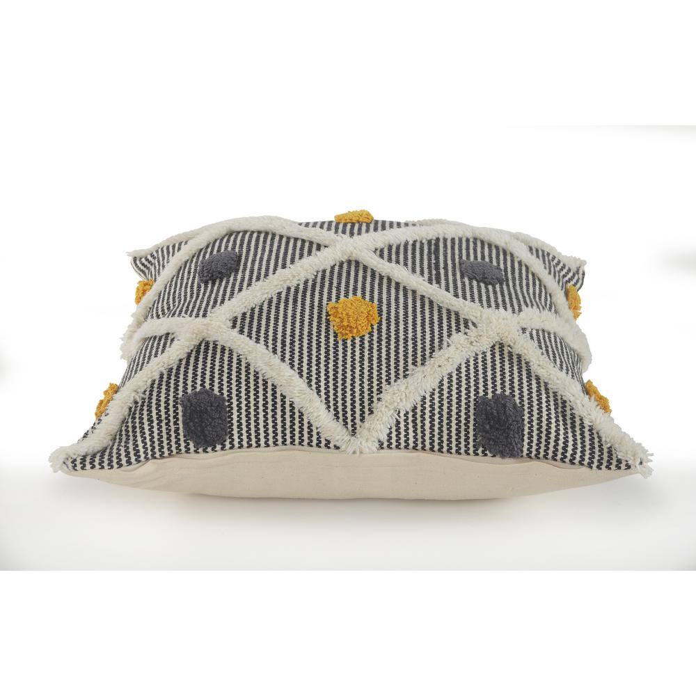 LR Home 20 in. x 20 in. Multi-Color Striped Trellis Tufted Standard Throw Pillow