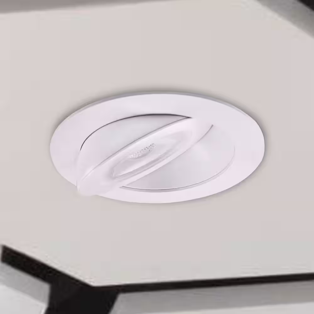 EnviroLite 4 in. Integrated LED 3000K Directional Wall Wash Gimbal Airtight Canless Recessed Light Kit with White Trim