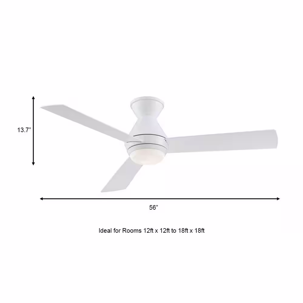 Home Decorators Collection Emery 56 in. LED Glossy White Ceiling Fan with Remote Control