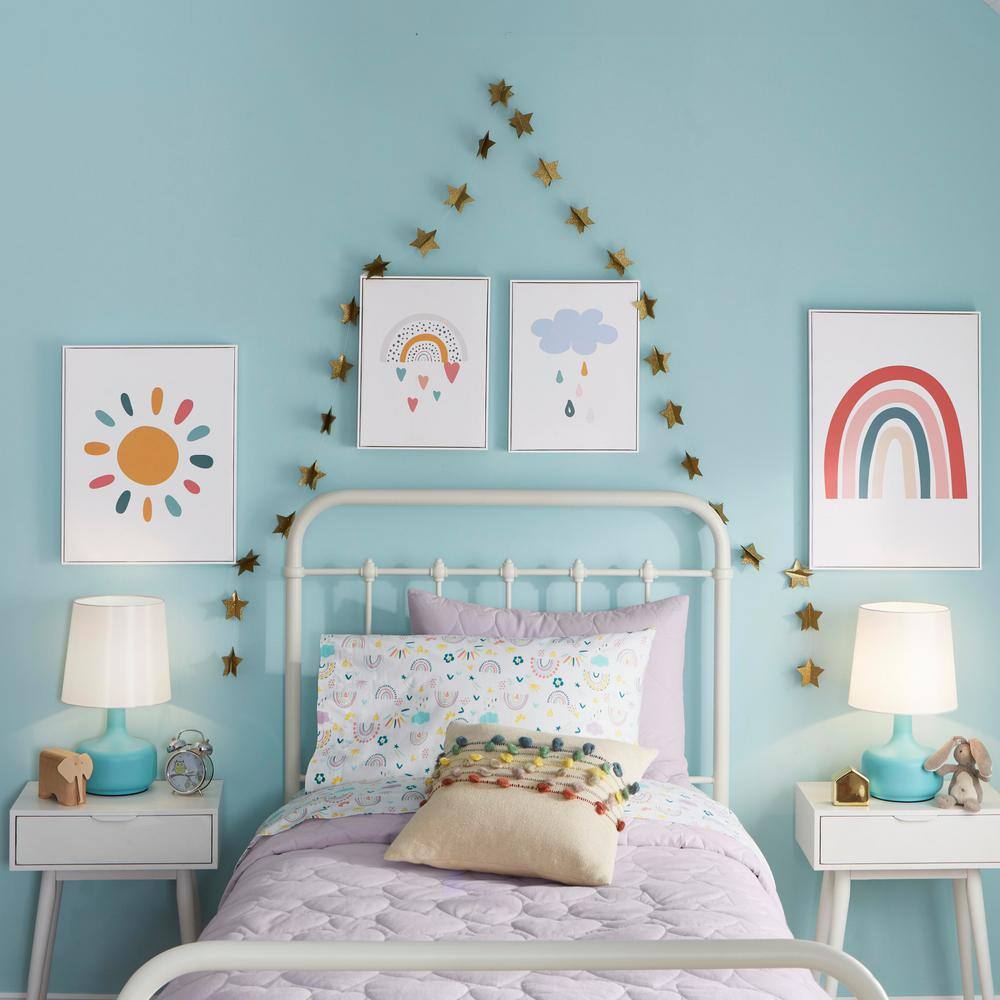 StyleWell Kids Rainbow White Framed Wall Art (Set of 4)