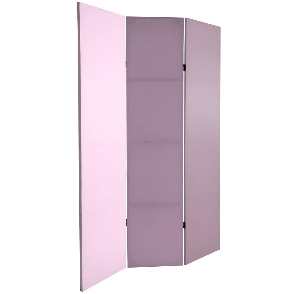 None Lilac Palette 6 ft. Printed 3-Panel Room Divider