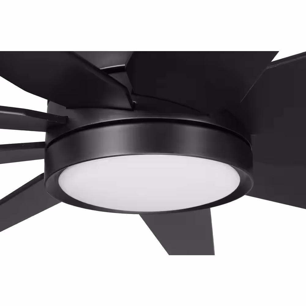 CRAFTMADE Champion 60 in. Indoor/Outdoor Flat Black Ceiling Fan with Integrated LED Light and Remote/Wall Control Included