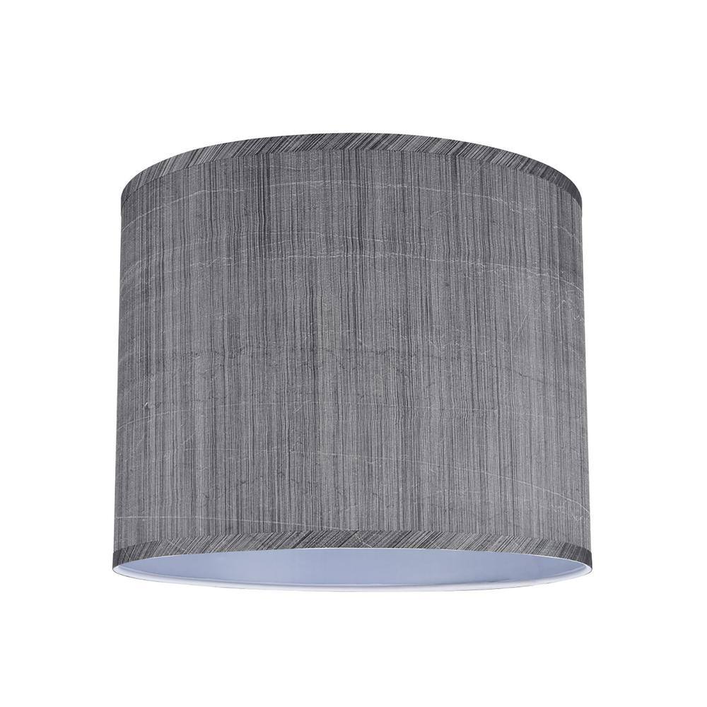 Aspen Creative Corporation 14 in. x 11 in. Grey and Black and Striped Pattern Hardback Drum/Cylinder Lamp Shade