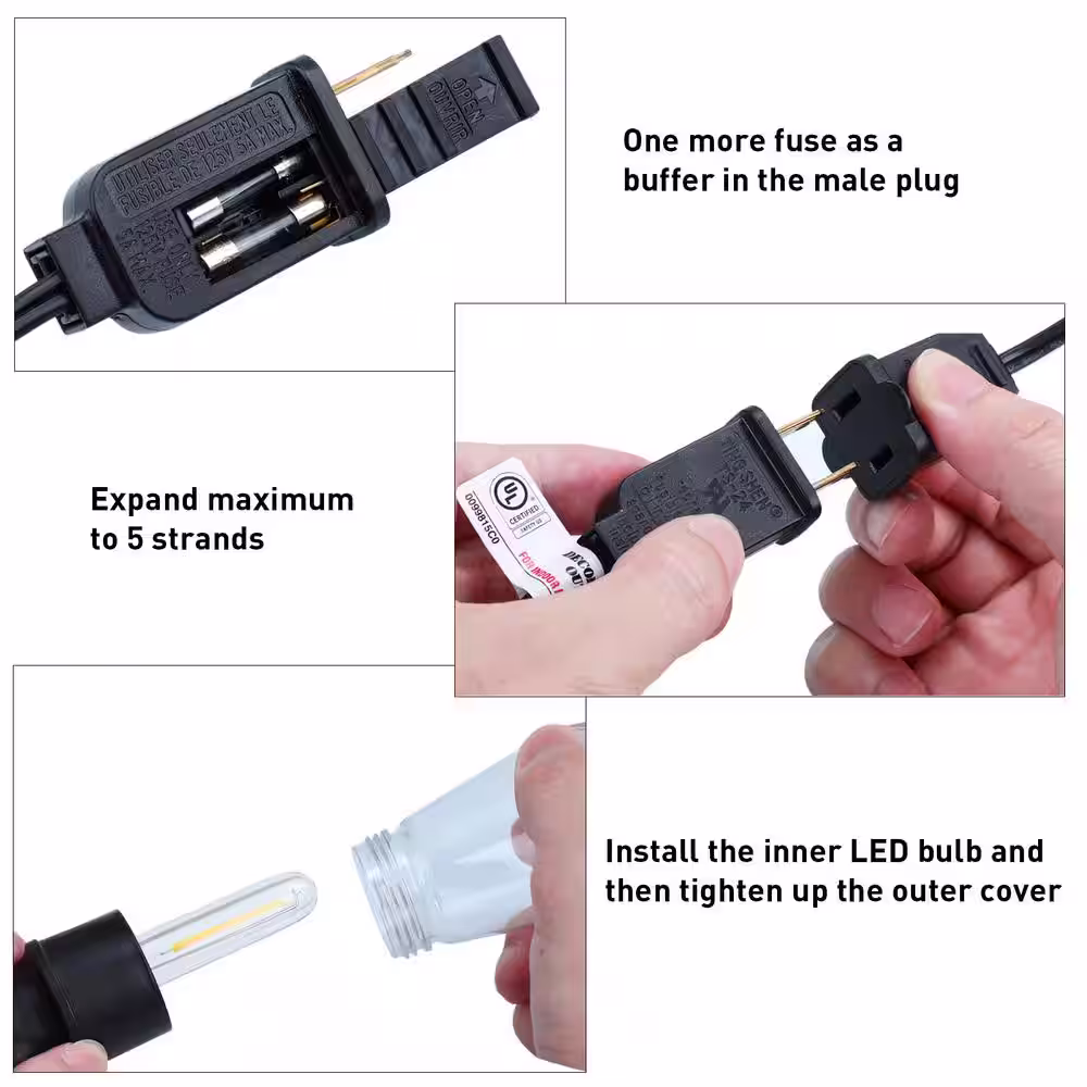 None Outdoor/Indoor 95 ft. Plug-In Warm White LED String Rope Lights with Bulbs