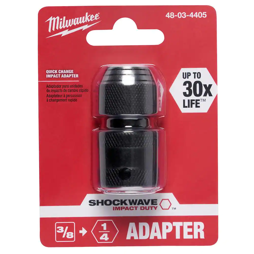 Milwaukee 3/8 in. Square x 1/4 in. Hex Shockwave Impact Adapter