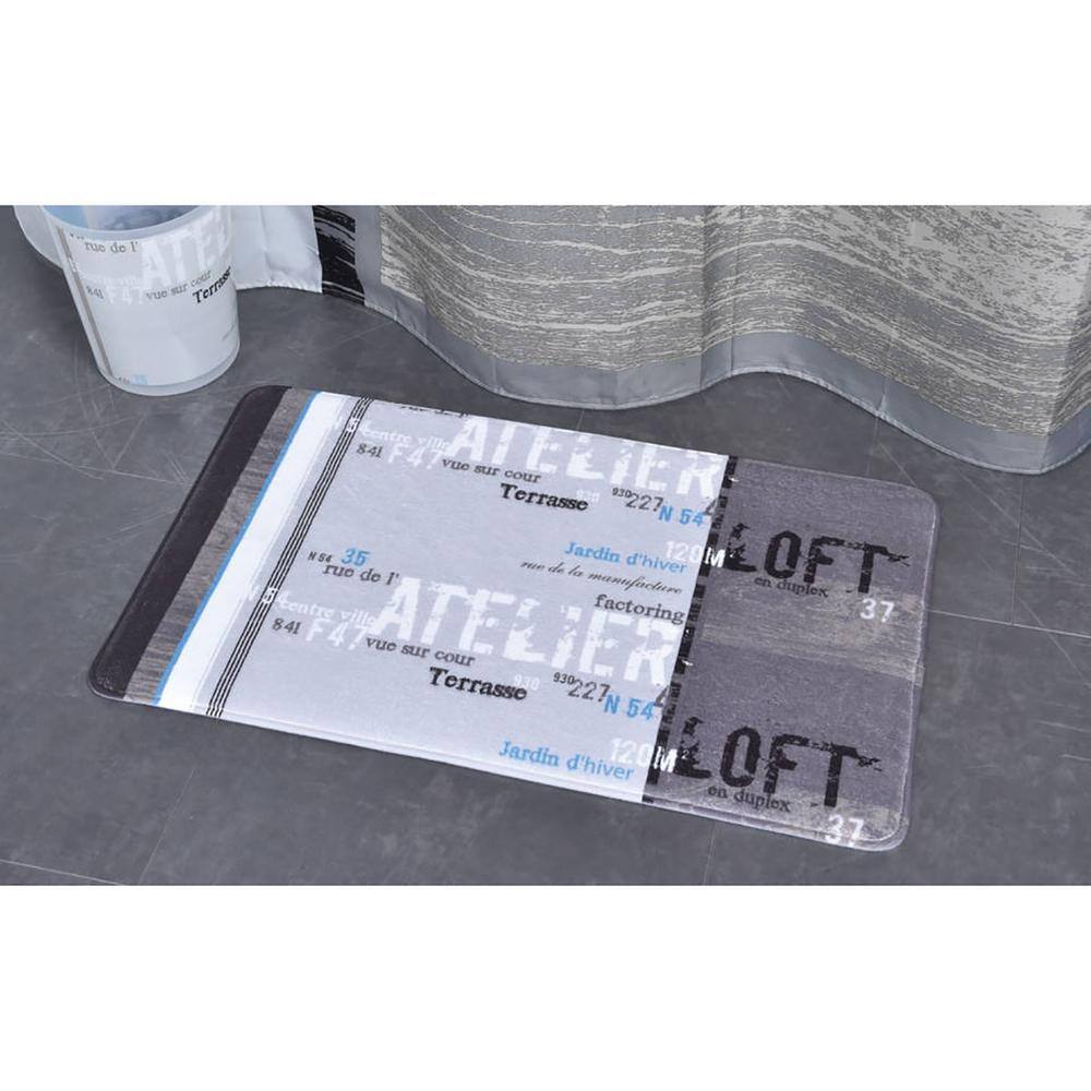 None Grey 30 in. L x 18 in. W L Printed Microfiber Mat Bath Rug Atelier Loft