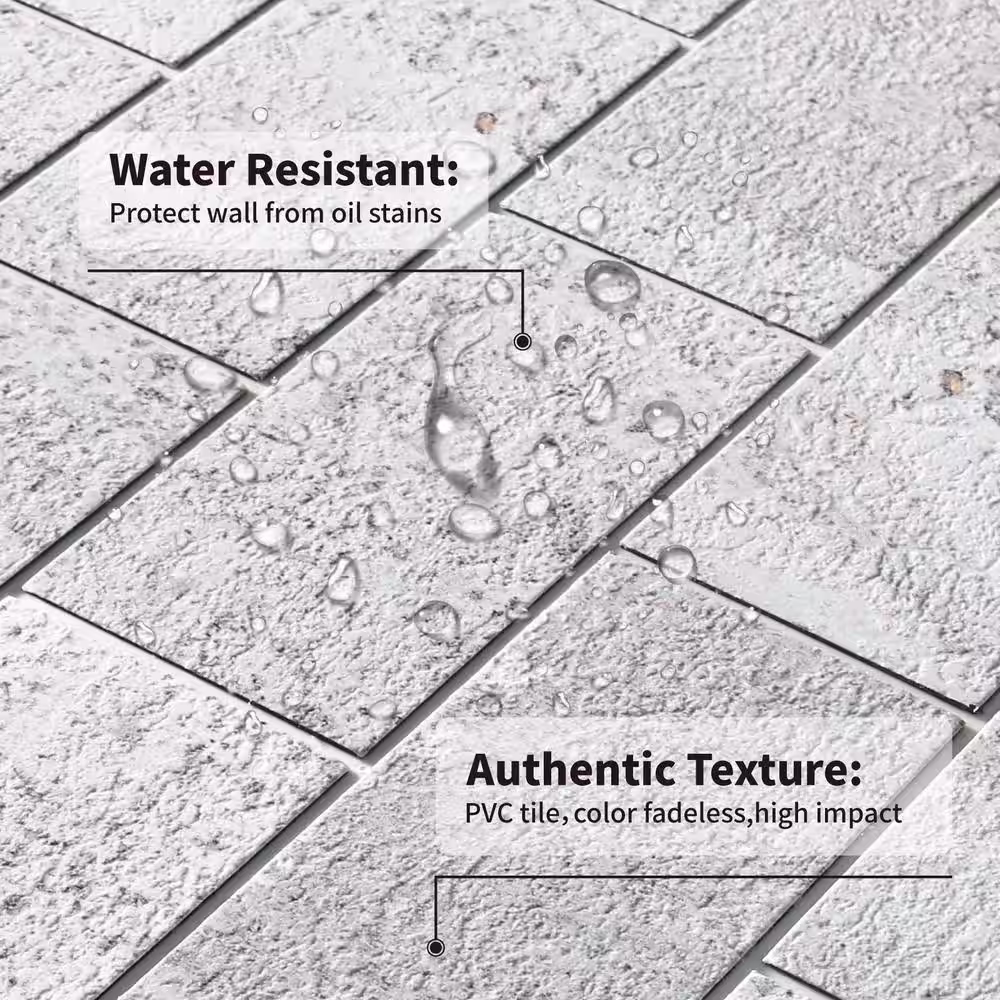None 12 in. x 12 in. PVC Sandstone Gray Peel and Stick Backsplash Wall Tile (5 sq. ft./5-Sheets)