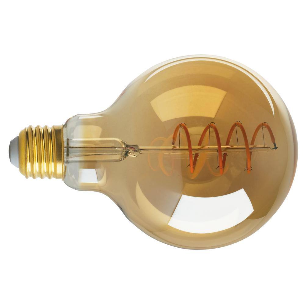 SATCO:Satco 25-Watt Equivalent G30 Transparent Amber 2000K Dimmable Edison LED Light Bulb (6-Pack)