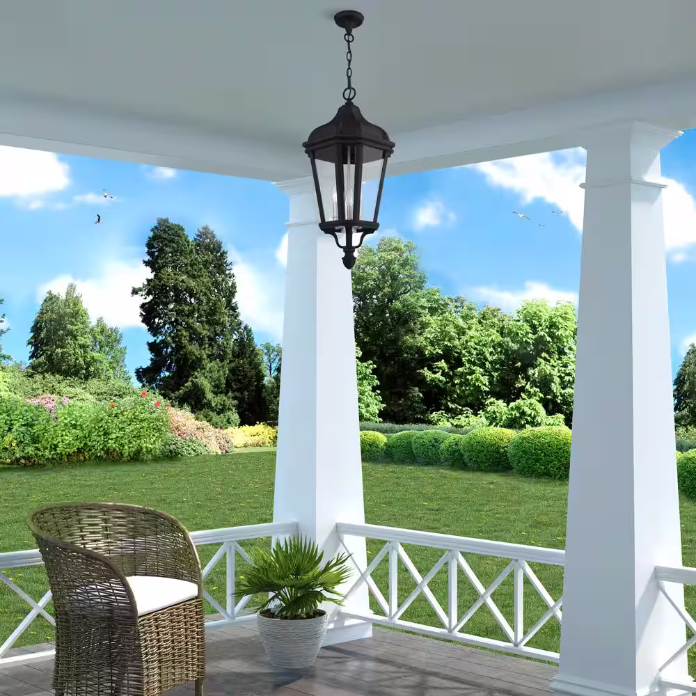 Livex Lighting Morgan 3 Light Textured Black Outdoor Pendant Lantern