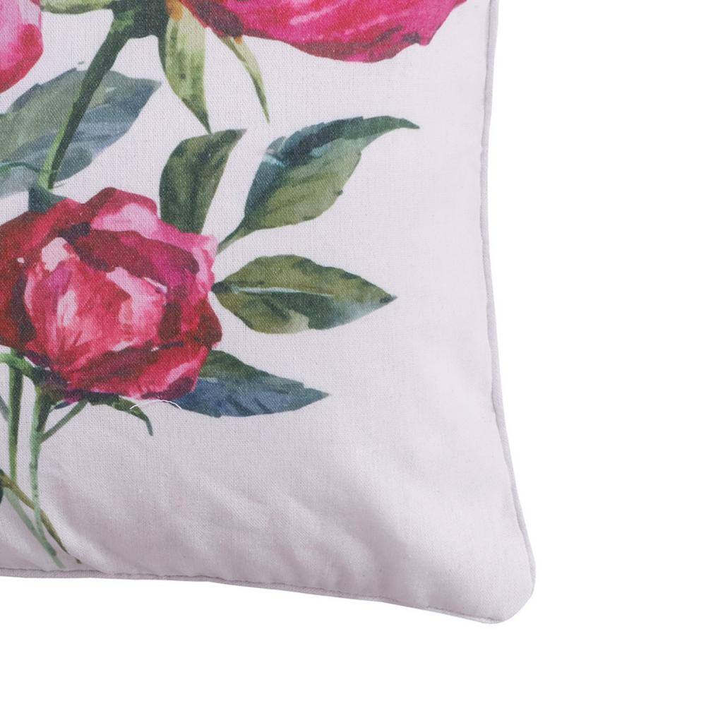 None Montecito Magenta Floral Print 18 in. x 18 in. Throw Pillow