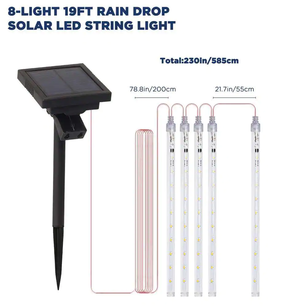 Westinghouse Outdoor 19 ft. Solar Rain Drop Novelty Bulb LED String Light (8-Light Count)