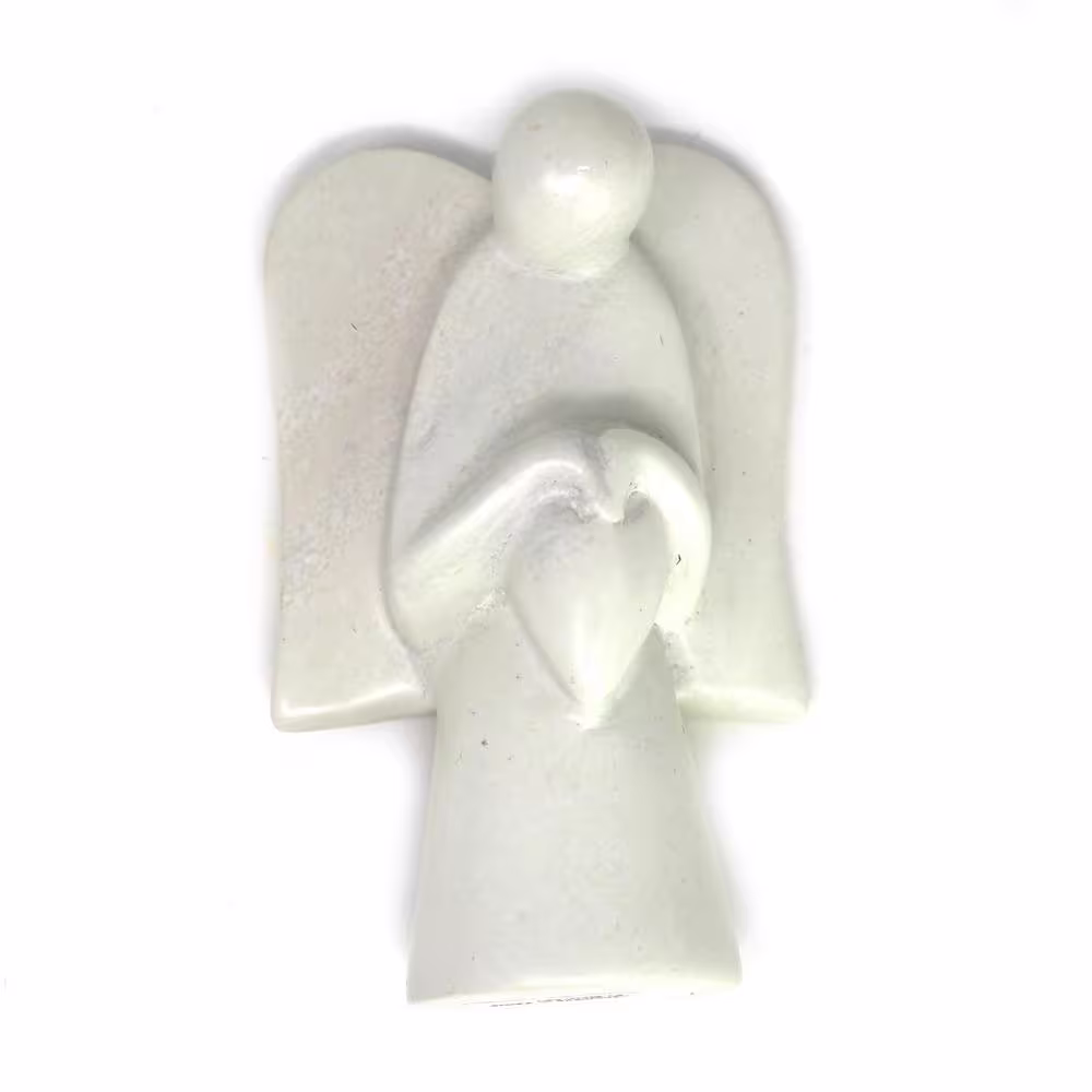 None Beige Angel Holding Heart Soapstone Sculpture