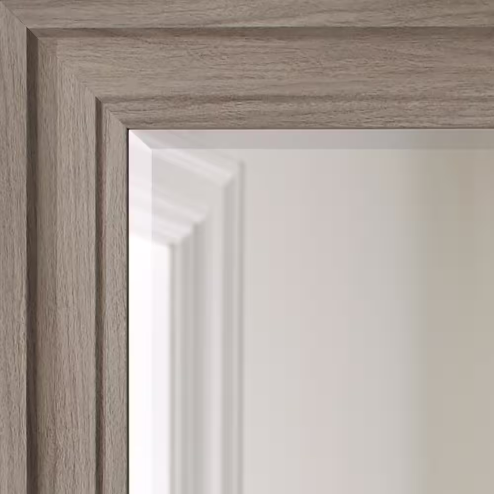 None Medium Rectangle Gray-Wood Beveled Glass Contemporary Mirror (38 in. H x 30 in. W)