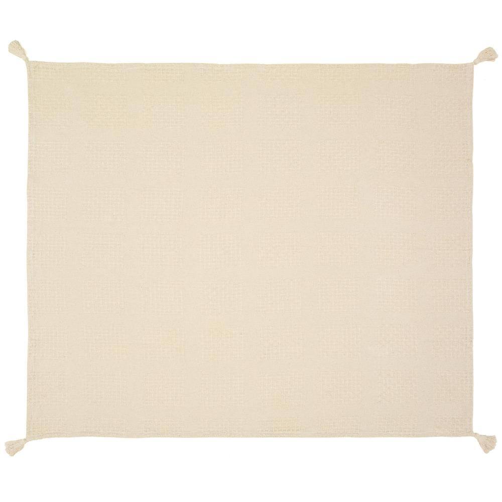 LR Home Josephine Beige Solid Hand-Woven Organic Cotton Throw Blanket