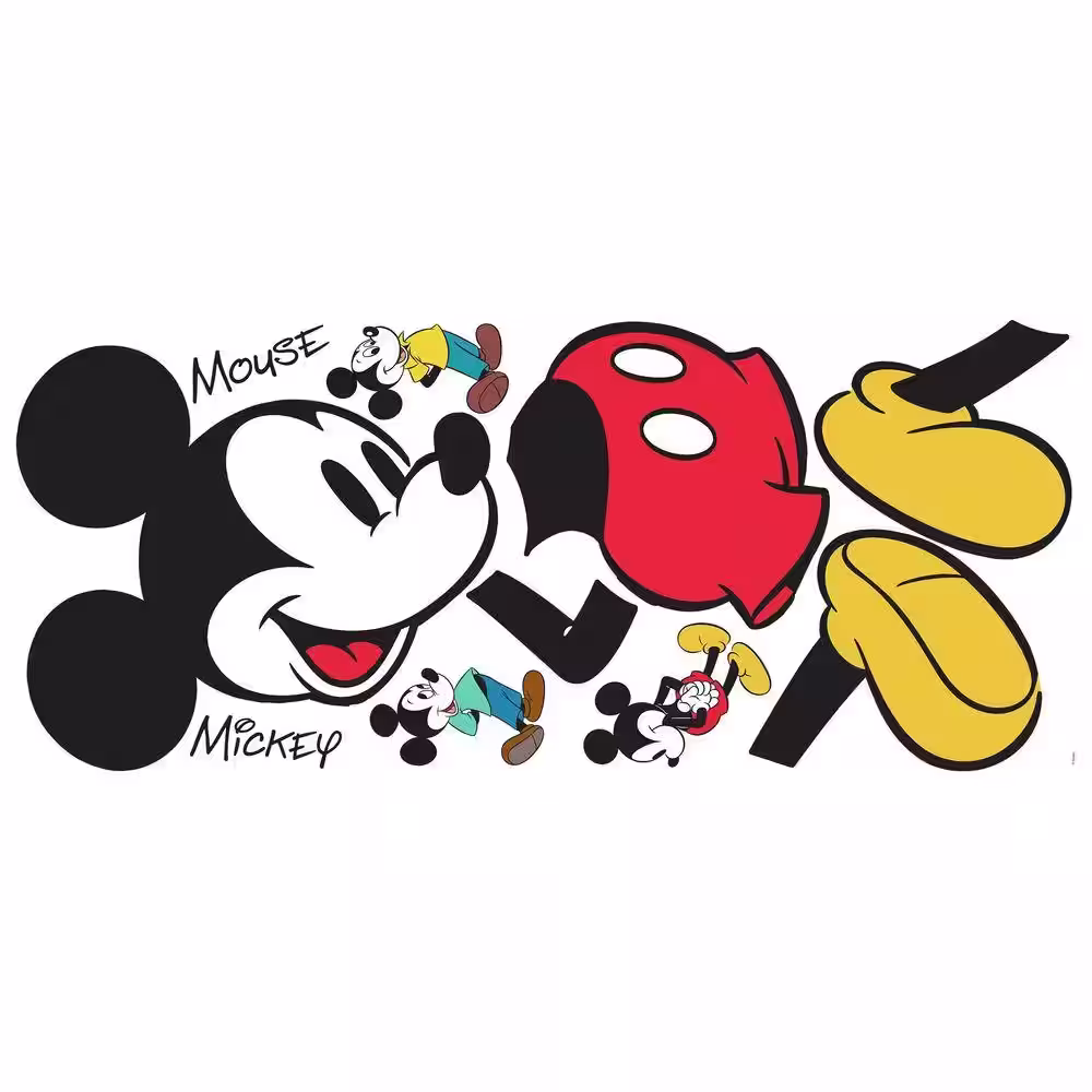 RoomMates 5 in. x 19 in. Mickey Mouse 10-Piece Peel and Stick Giant Wall Decal