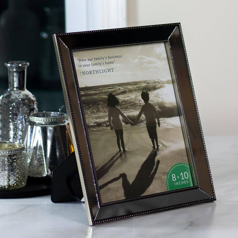 Northlight 11.75 in. Silver Studded Glass Mirror Encased Photo Picture Frame 8 in. x1 0 in.