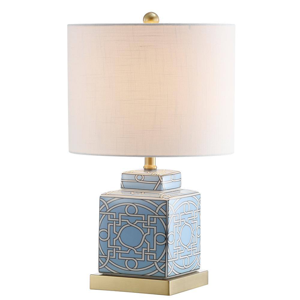 None Catherine 22 in. Ceramic/Metal Ginger Jar LED Table Lamp, Blue/White